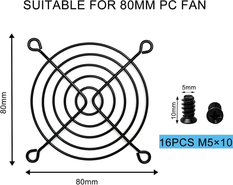 DVUIYYL 4 PCS 80mm Fan Grill pc 80mm Fan Bracket Grill (Black) - Image 4